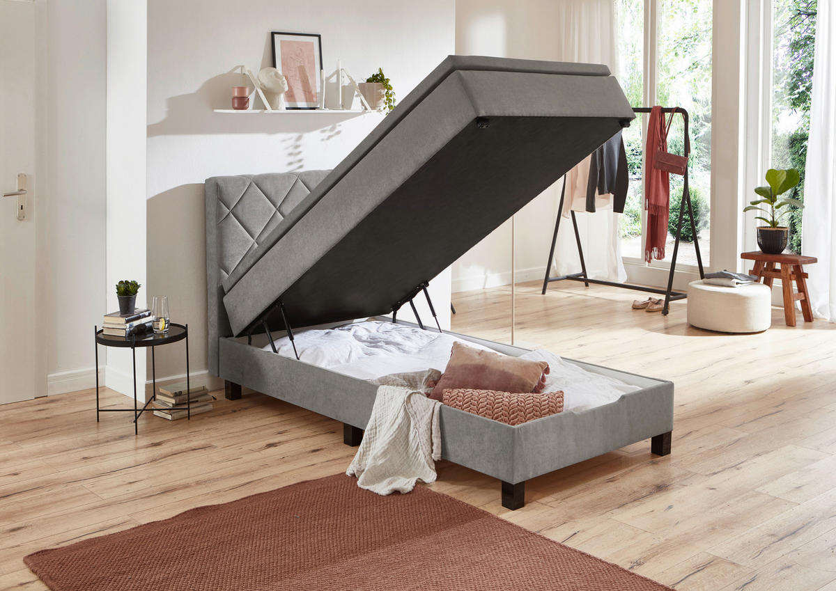 Boxspringbett Jeff silber Jeff - silber (100,00/57,00/211,00cm)