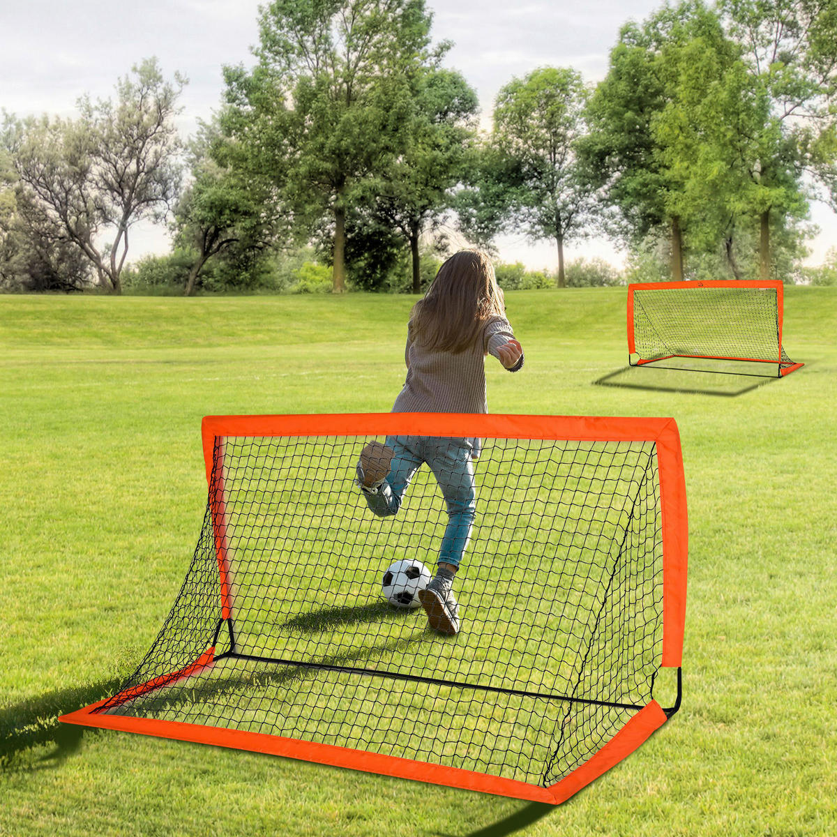 HOMCOM Fußballtor orange Metall B/H/L: ca. 90x90x183 cm Fußballtor - orange (183,00/90,00/90,00cm) - HOMCOM
