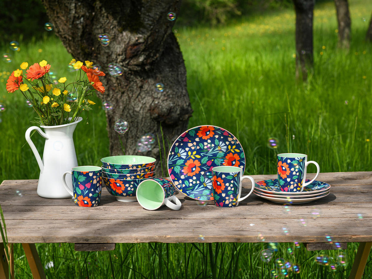 CreaTable Teller-Set Folklore bunt Steinzeug Folklore - bunt - CreaTable