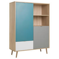 Highboard Cuba Eiche Sonoma Nachbildung weiß grau petrol B/H/T: ca. 103x139x40 cm Cuba - Eiche/weiß (103,00/139,00/40,00cm)