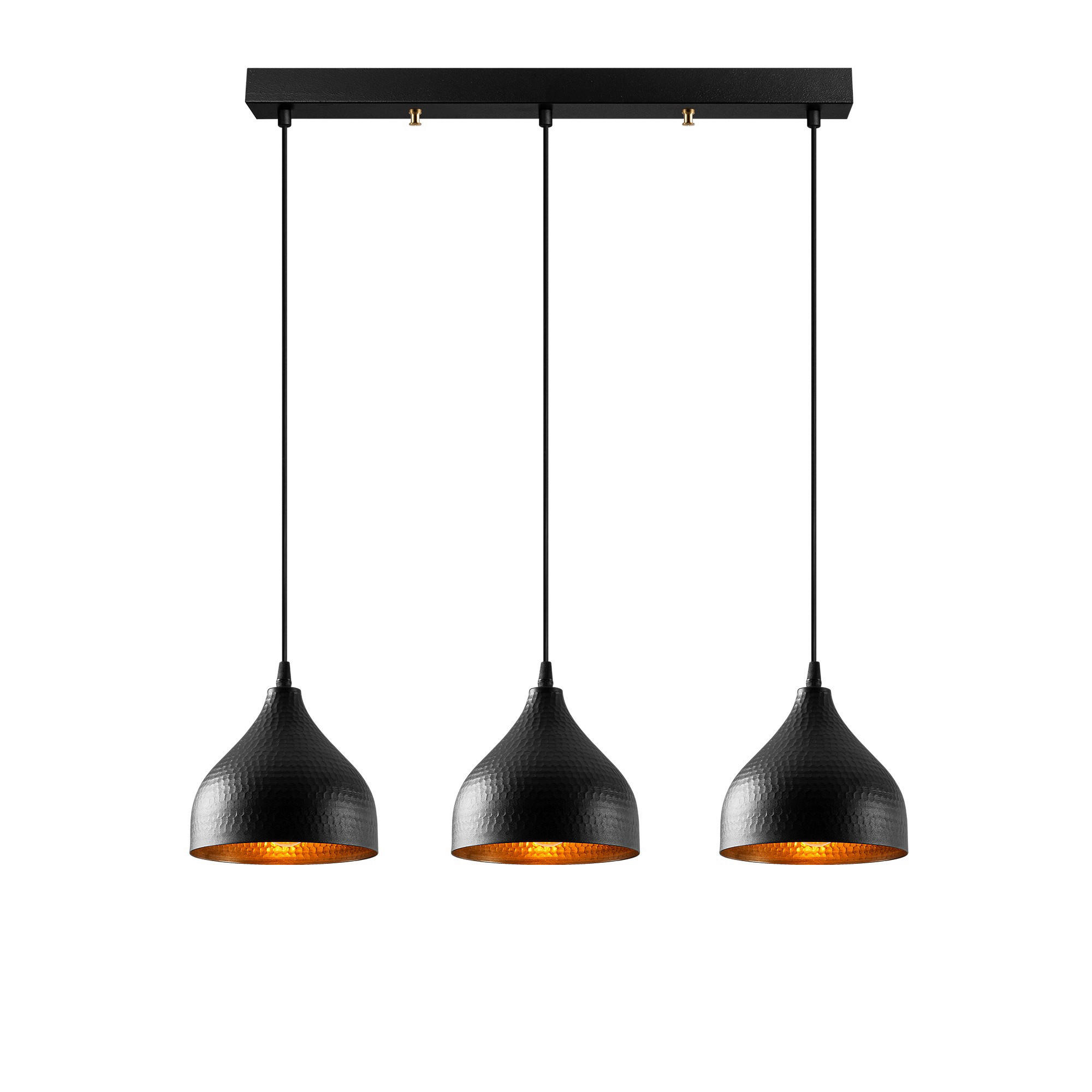 Opviq Pendelleuchte Tattoo schwarz Metall B/H/T/L/D: ca. 18x114x18x68x18 cm E27 3 Brennstellen Tattoo - schwarz (68,00/18,00/114,00cm) - Opviq