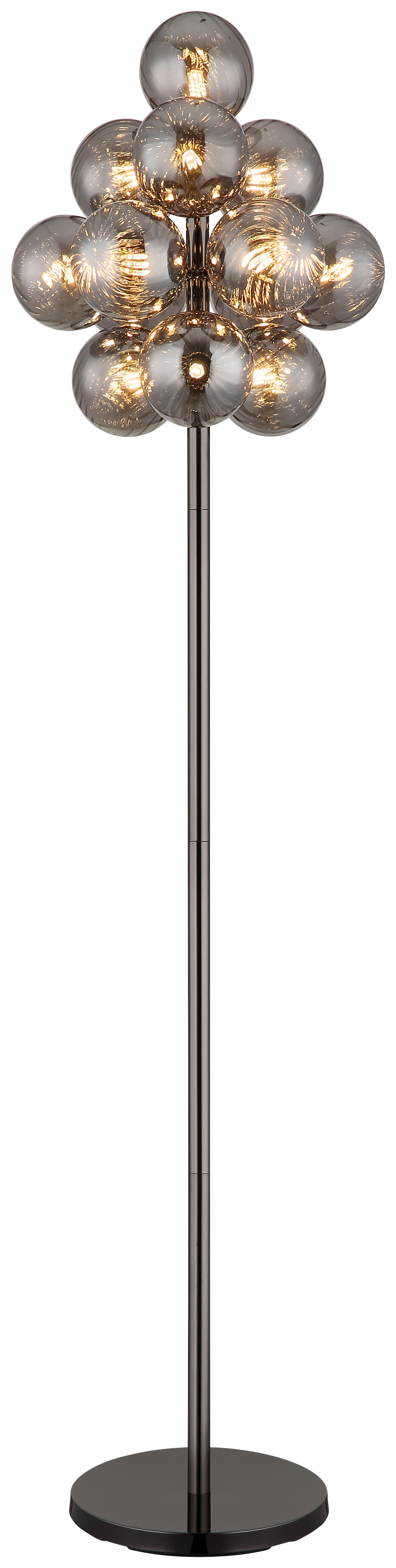 GLOBO LED-Stehleuchte schwarz Chrom Rauch Metall Glas H/D: ca. 160x39,5 cm 13 Brennstellen CONOR - schwarz/Rauch (39,50/160,00cm) - GLOBO