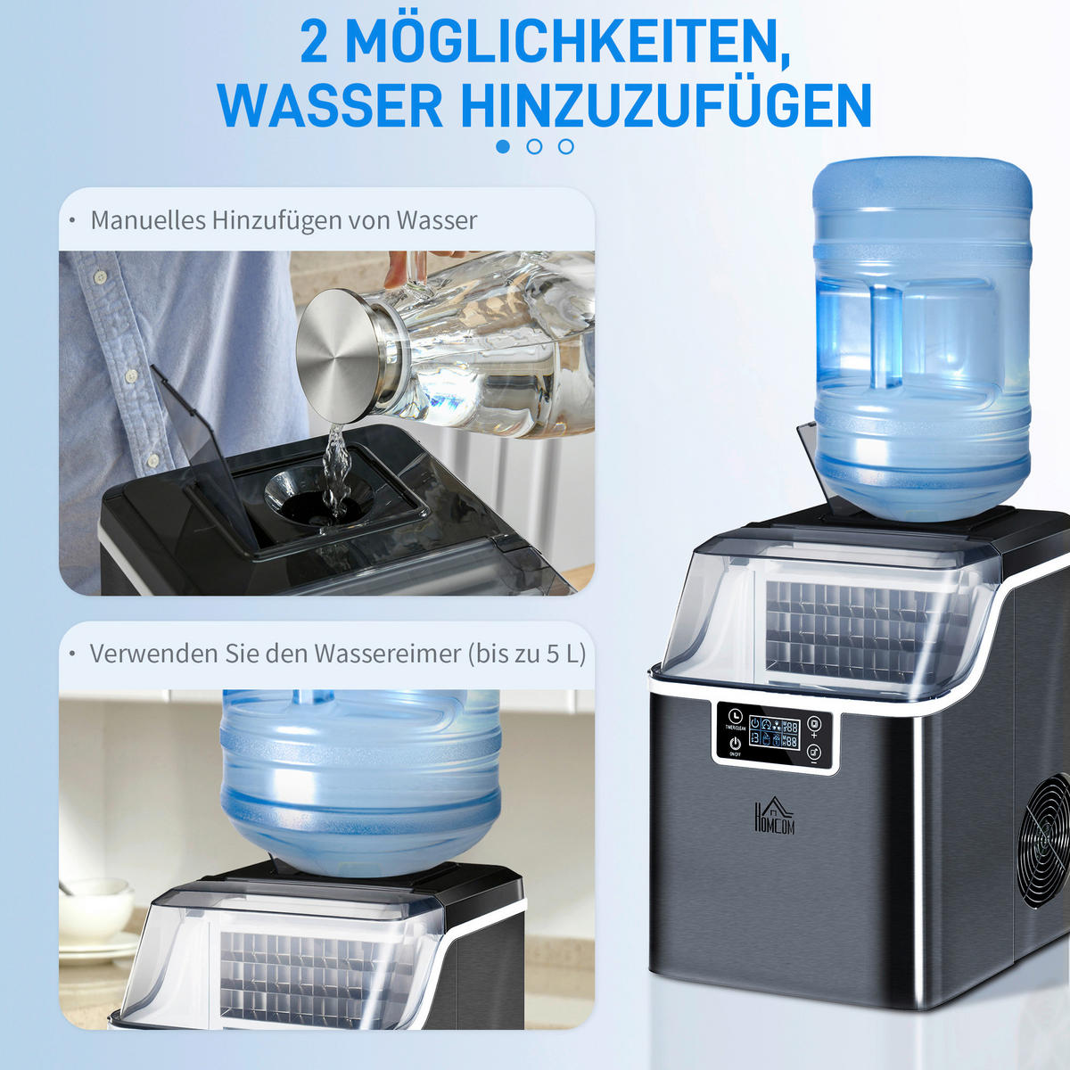 HOMCOM Küchengerät schwarz Polypropylen Edelstahl Kupfer B/H/L: ca. 36x25,2x37,1 cm Eiswürfelbereiter - schwarz (37,10/36,00/25,20cm) - HOMCOM
