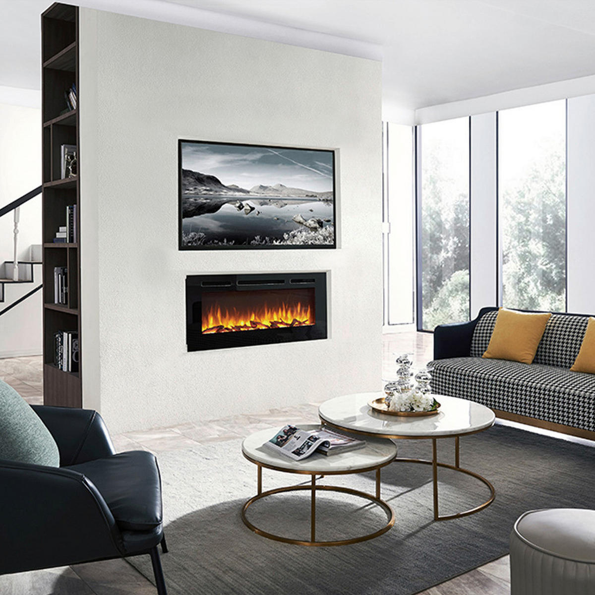 Balderia Einbaukamin Elektrischer-Kamin Fiamma 48" B/H/T: ca. 123x14,5x51,5 cm Elekt.-Kamin Fiamma 48" EF173D - (123,00/14,50/51,50cm) - Balderia