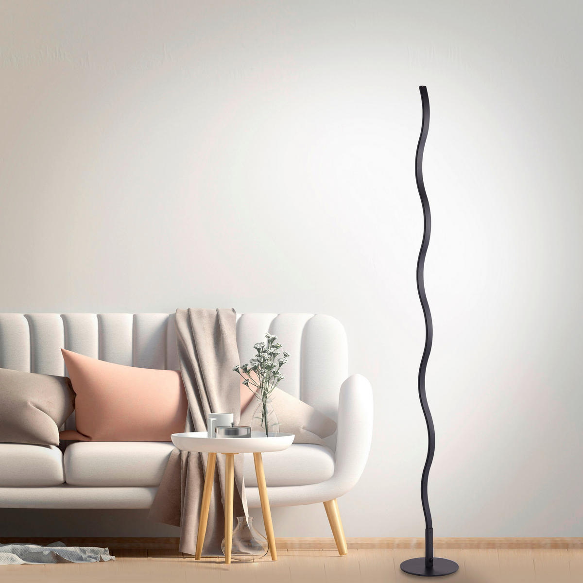 Just Light Stehleuchte 15168-18 schwarz Kunststoff Metall H: ca. 120 cm LED-Stehleuchte_Wave - schwarz (120,00cm) - Just Light