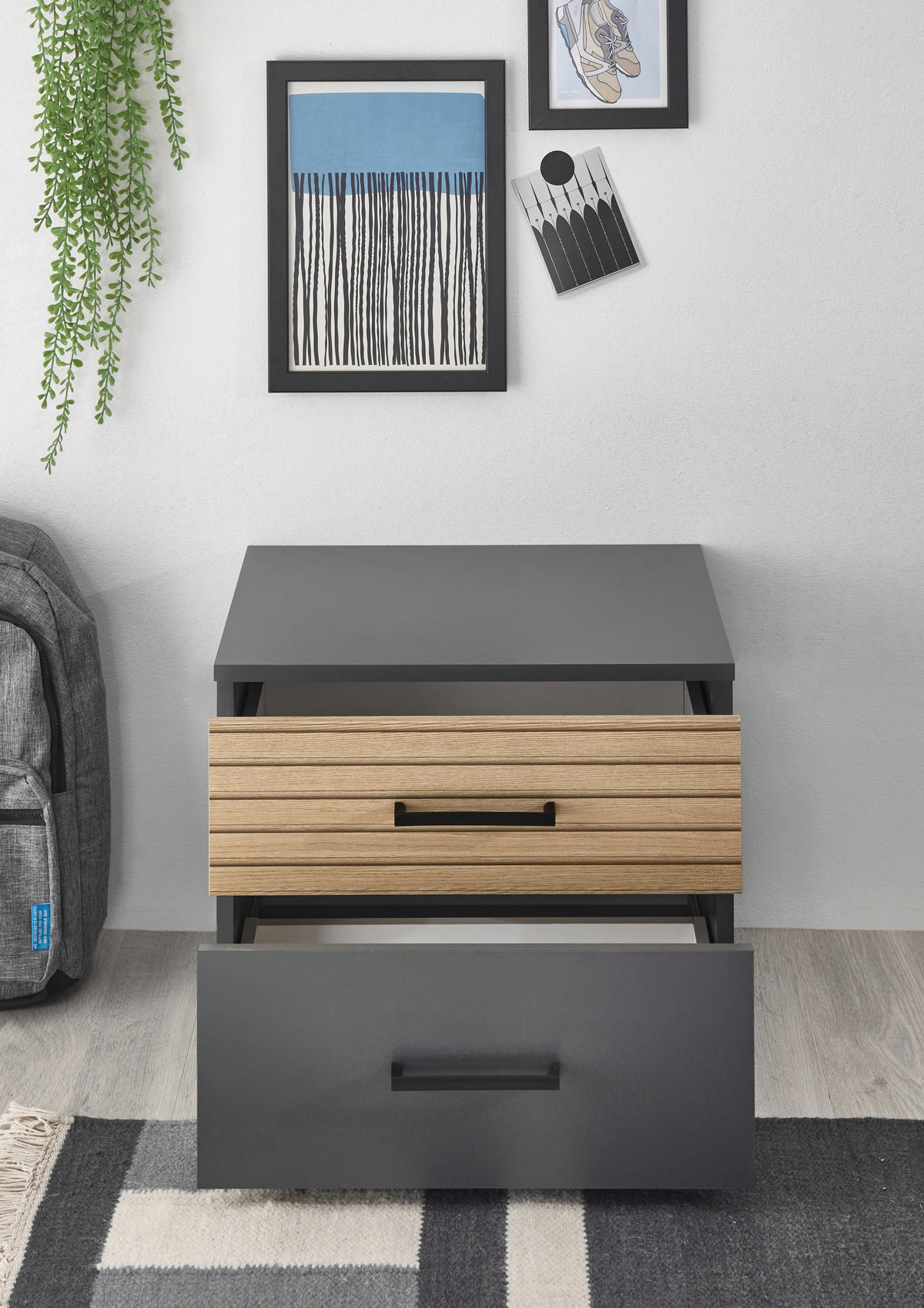 Nachtkonsole Laurie Graphit Eiche Nachbildung B/H/T: ca. 46x39x41 cm Laurie - Eiche/Graphit (46,00/39,00/41,00cm)