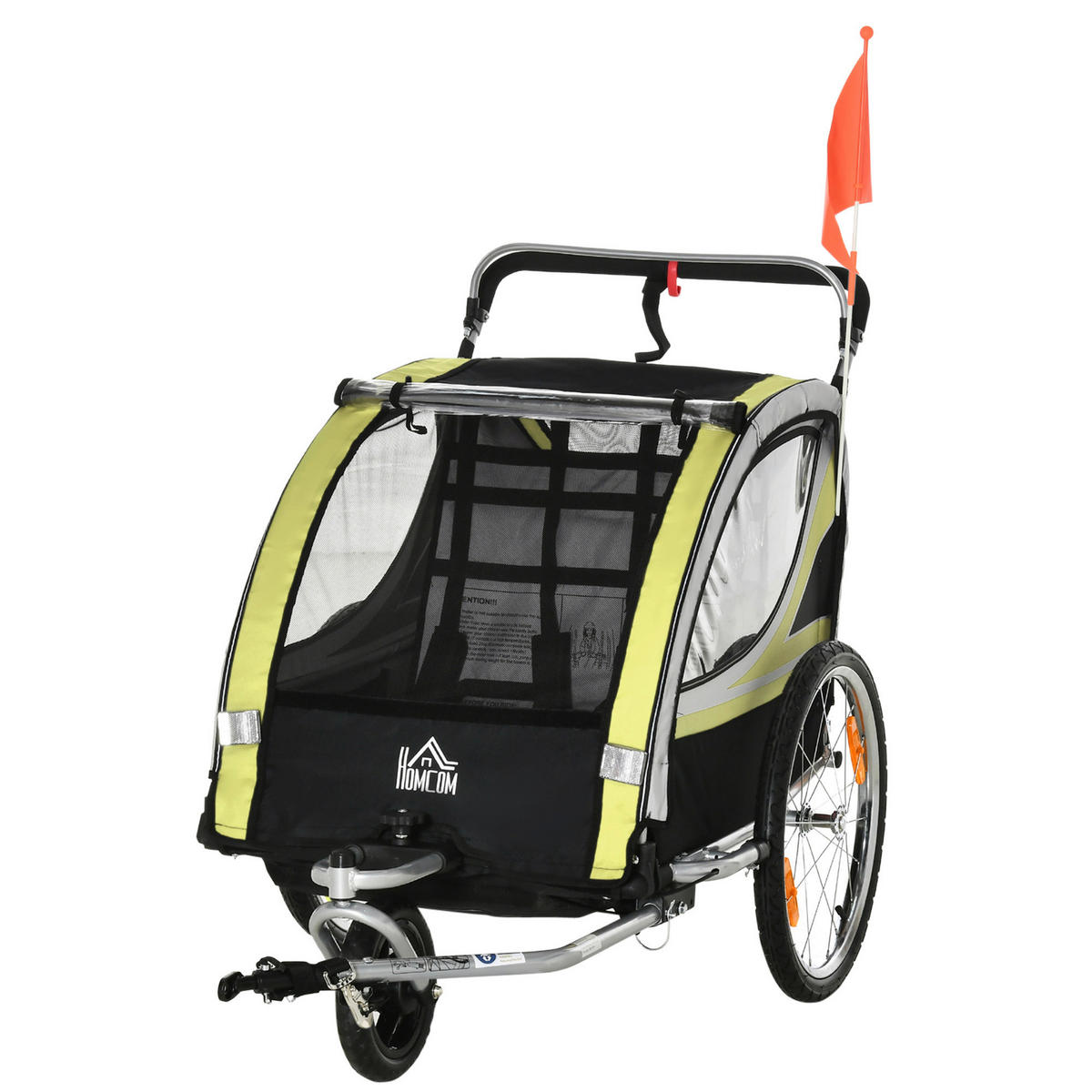 HOMCOM Fahrrad-Zubehör gelb gelb B/H/L: ca. 75x142x101 cm Kinderfahrradanhänger - gelb/schwarz (101,00/75,00/142,00cm) - HOMCOM