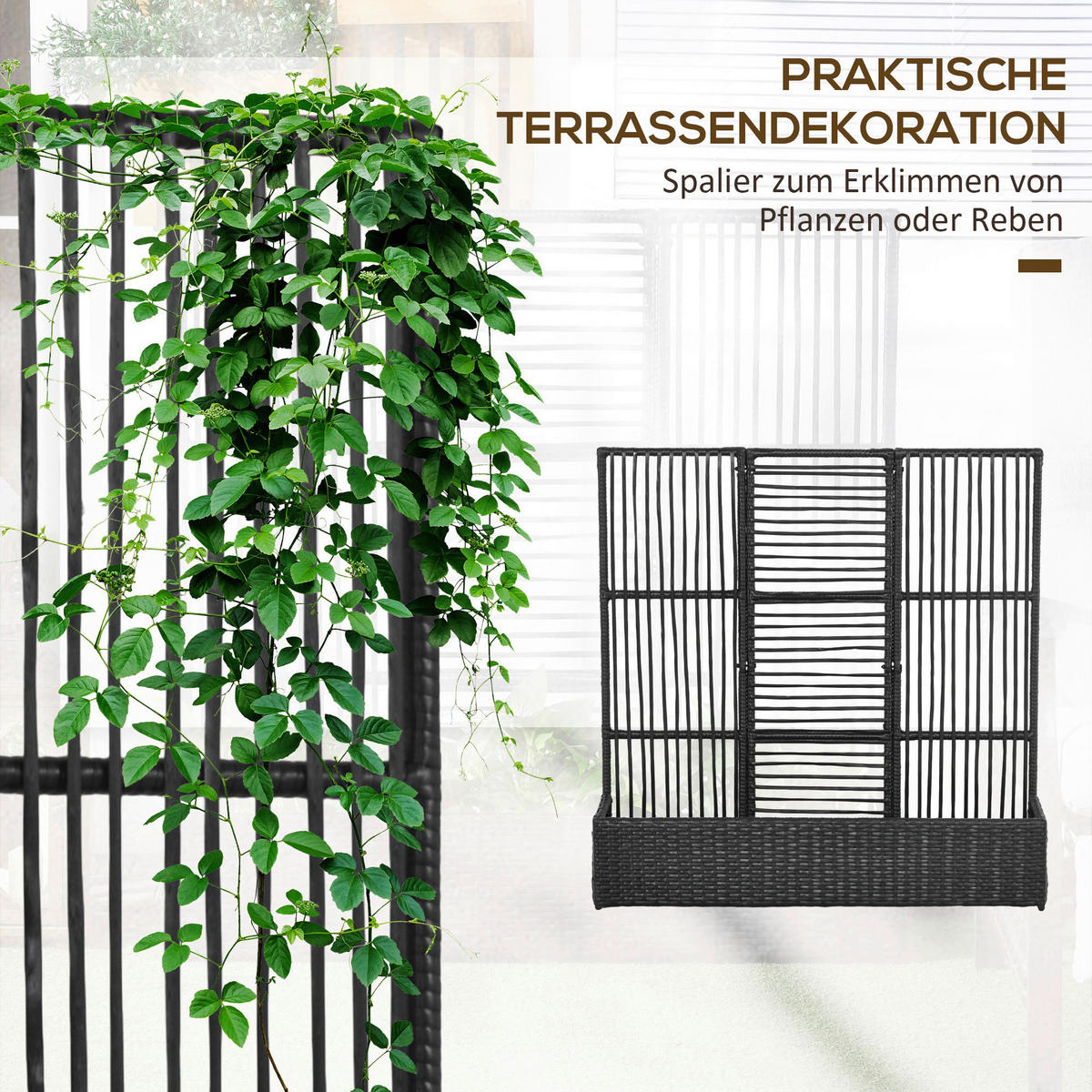 Outsunny Blumenkasten schwarz Polyrattan B/H/L: ca. 103x29x103 cm Blumenkasten - schwarz (103,00/103,00/29,00cm) - Outsunny