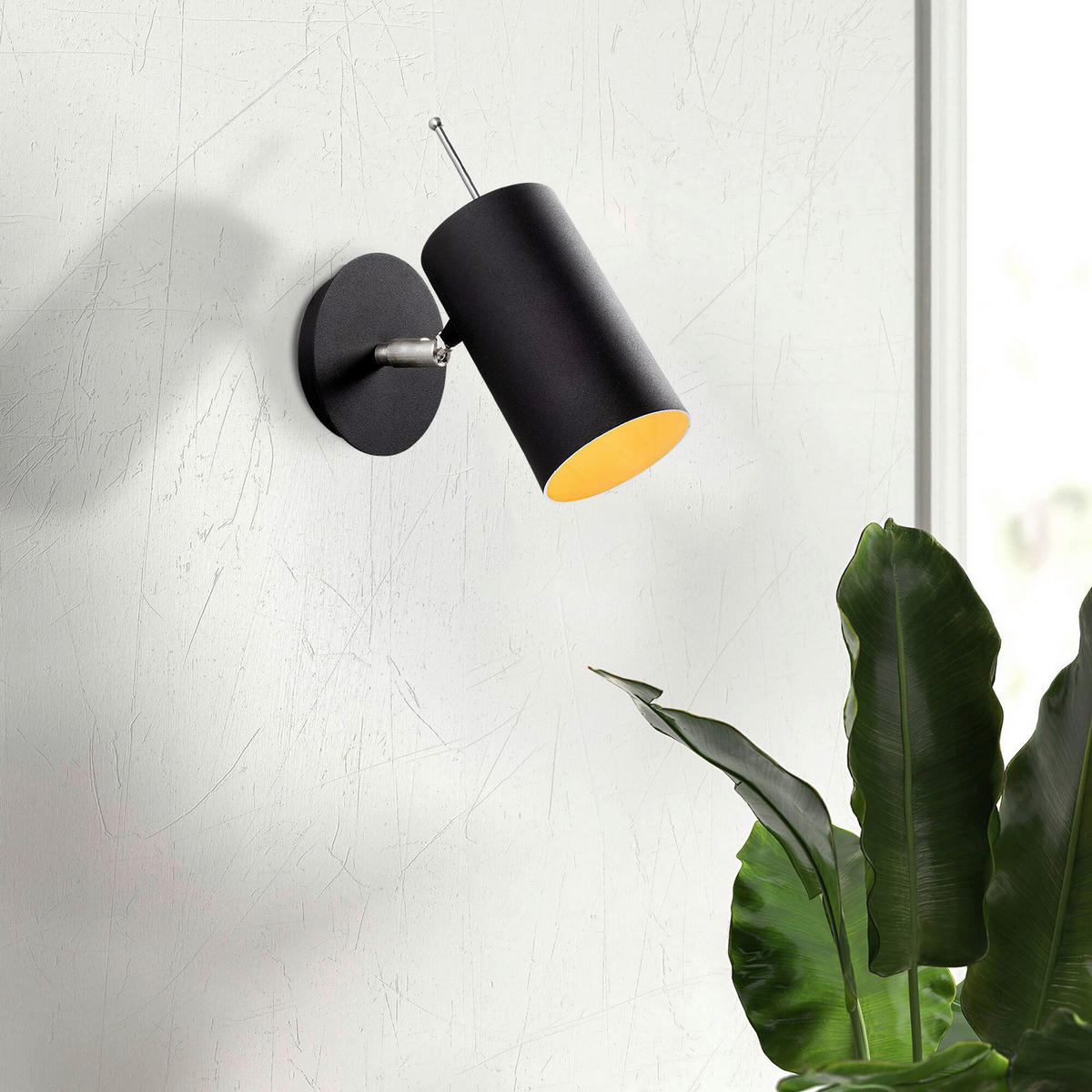 Opviq Wandleuchte schwarz nickel Metall B/H/L: ca. 22x23x9 cm E27 1 Brennstellen Kem - nickel/schwarz (9,00/22,00/23,00cm) - Opviq