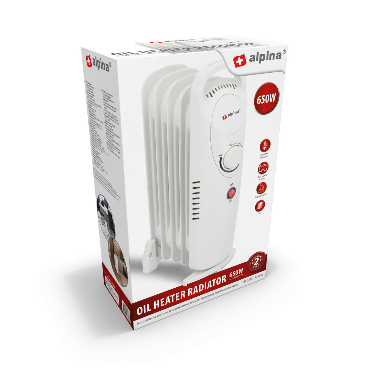 Ölradiator weiß Metall B/H/T: ca. 23x38x13,5 cm ca. 650 W Ölradiator - weiß (23,00/38,00/13,50cm)