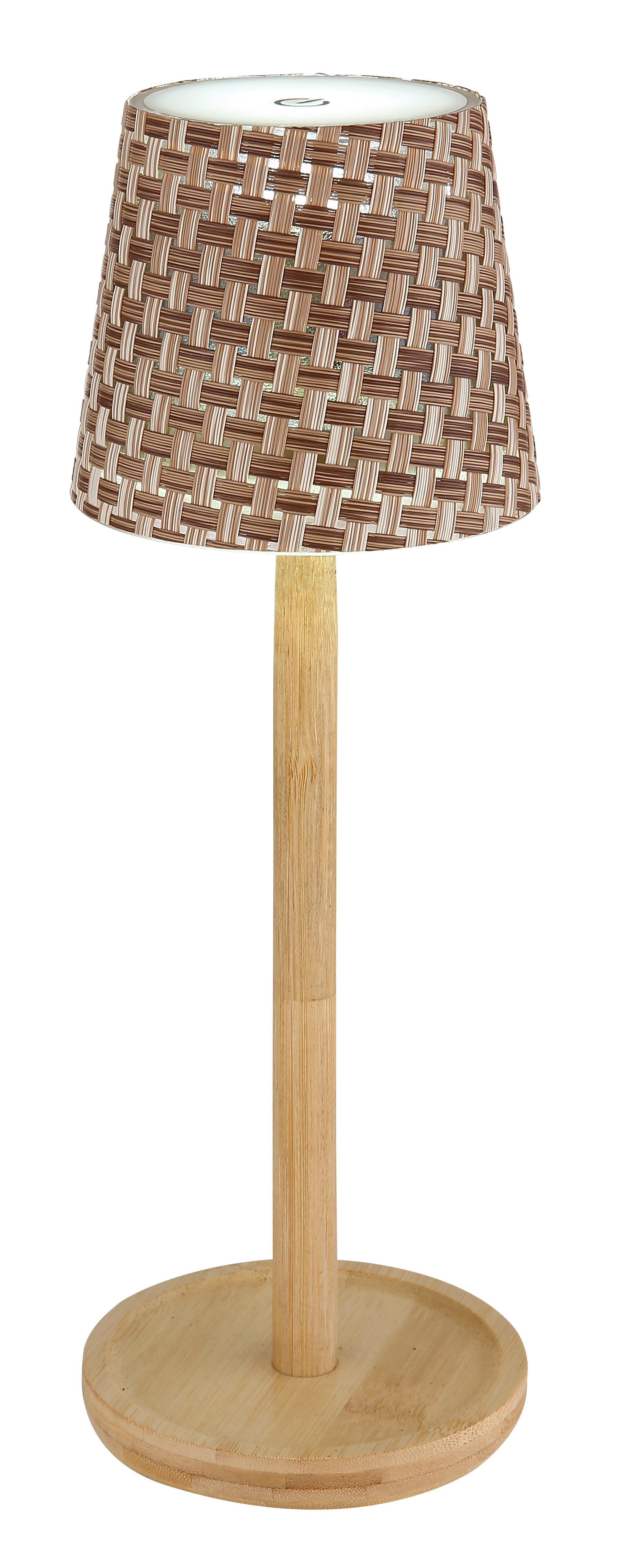 GLOBO LED-Tischleuchte RIDS 58438BAS braun Opal natur Kunststoff Bambus H/D: ca. 33x11 cm 1 Brennstellen RIDS - braun/natur (11,00/33,00cm) - GLOBO