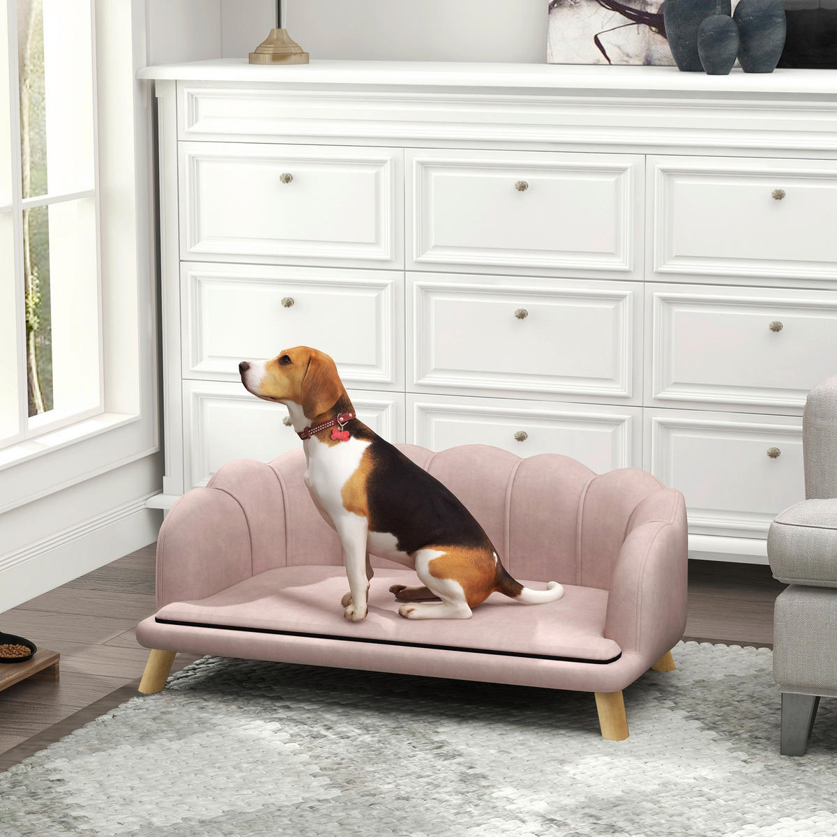 PawHut Hundesofa rosa Schaumstoff B/H/L: ca. 60,5x35,5x98,5 cm Hundesofa - rosa (98,50/60,50/35,50cm) - PawHut