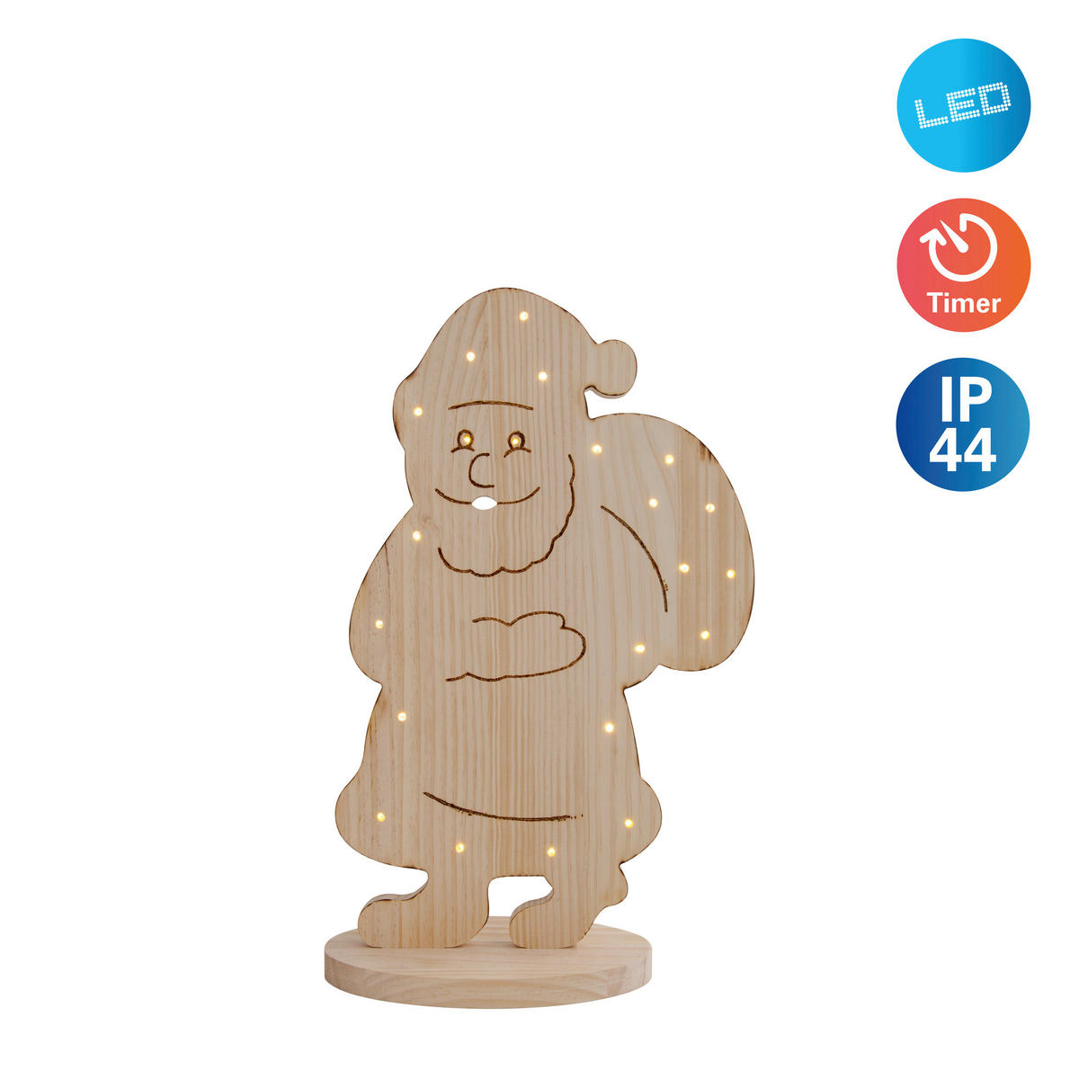 Näve Leuchten LED-Dekoleuchte Santa natur Holz B/H/T: ca. 17x80x37,7 cm Santa - natur (17,00/80,00/37,70cm) - Näve Leuchten