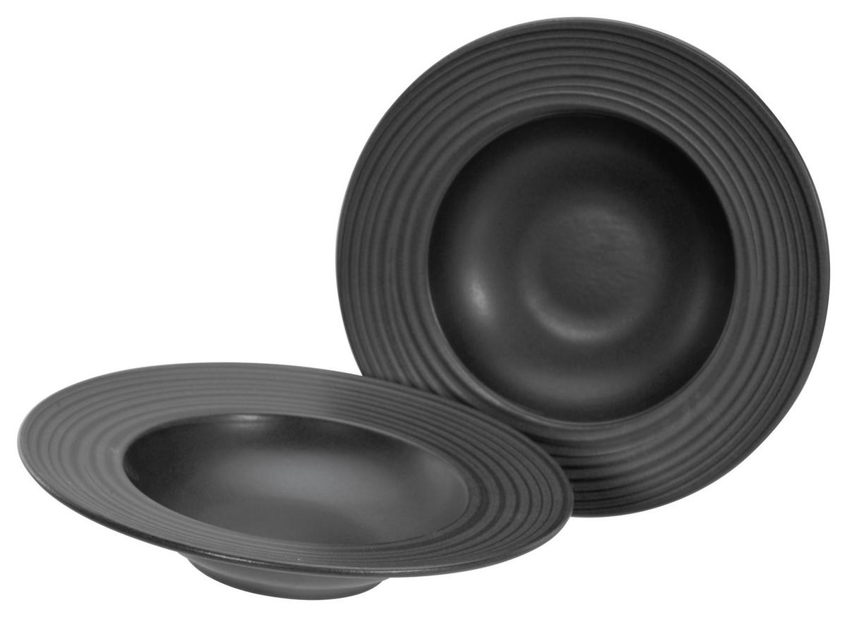 CreaTable Pastateller-Set Lava Stone schwarz Steinzeug D: ca. 27 cm Lava Stone - schwarz (27,00cm) - CreaTable