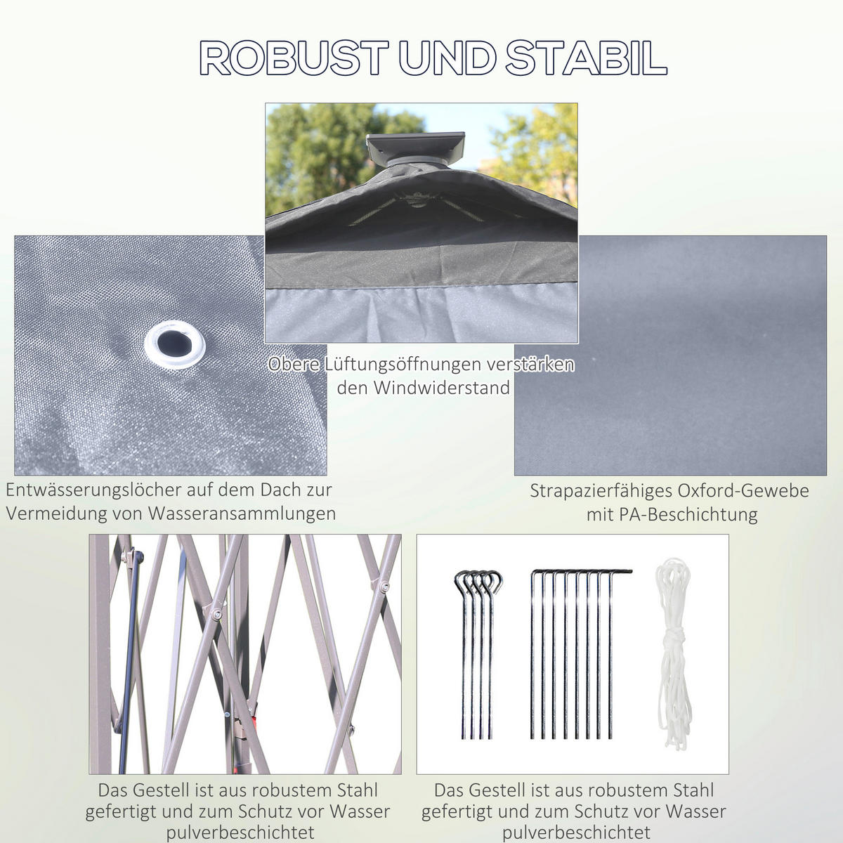 Outsunny Faltpavillon grau Polyester-Mischgewebe B/H/L: ca. 330x288x330 cm Faltpavillon - grau (330,00/330,00/288,00cm) - Outsunny