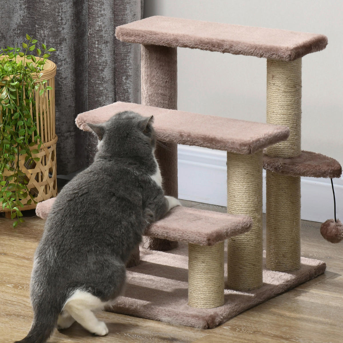 PawHut Katzentreppe braun Spanplatte B/H/L: ca. 40x48x45 cm Katzentreppe - braun (45,00/40,00/48,00cm) - PawHut