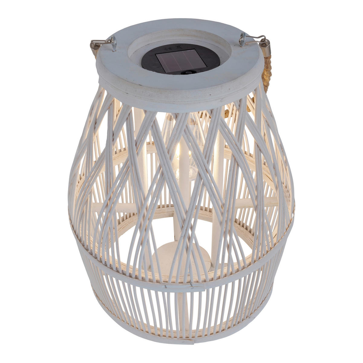 Solarleuchte 5307623 weiß Rattan Holz B/H/T: ca. 29x34x29 cm Korbinian - weiß (29,00/34,00/29,00cm) - Näve Leuchten