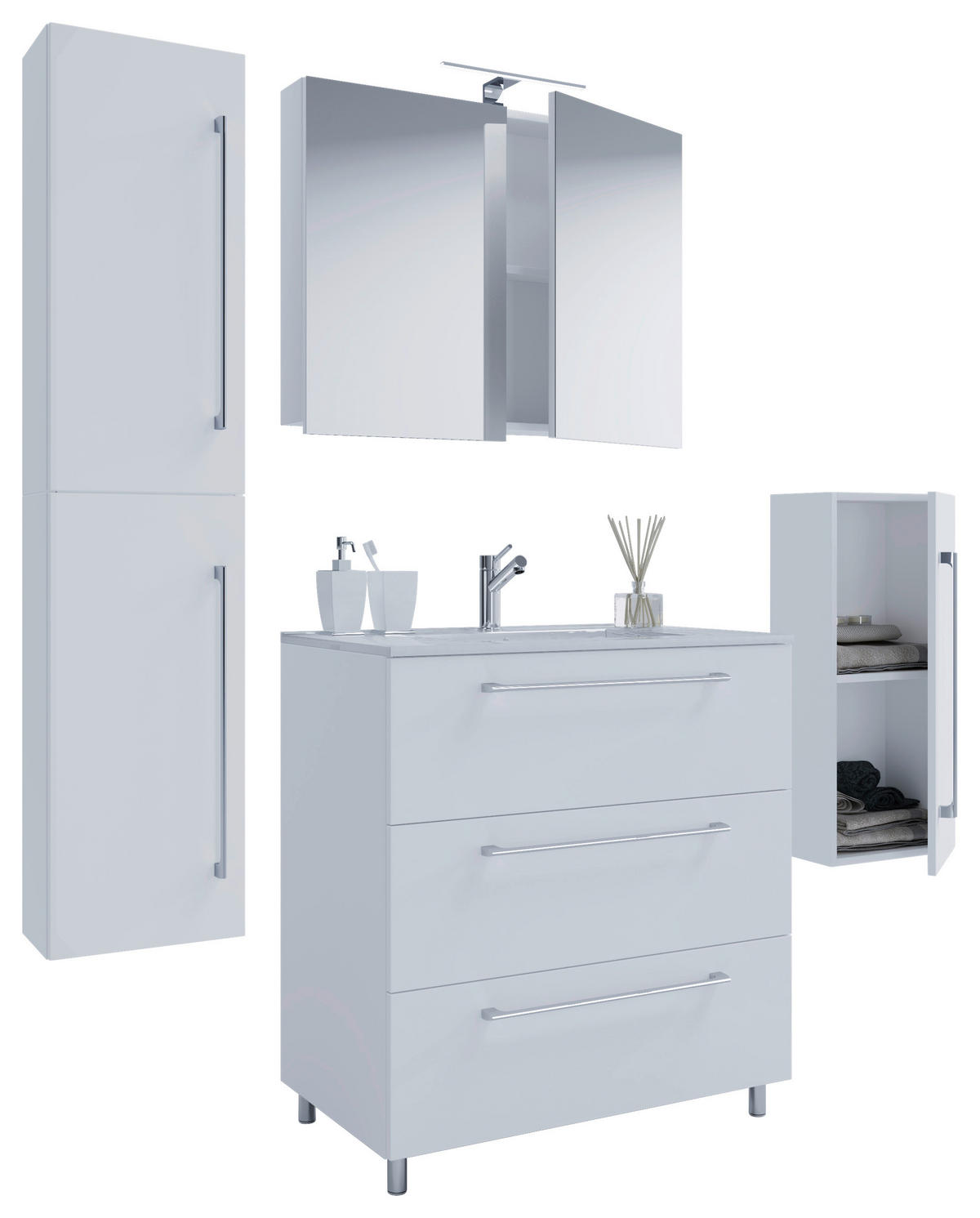 Waschplatz 5tlg-Schubo weiß B/H/T: ca. 80x86x46 cm 5tlg-Schubo - weiß (80,00/86,00/46,00cm) - VCM Möbel