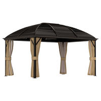 Outsunny Pavillon braun Aluminium B/H/L: ca. 298x280x398 cm Pavillon - braun (398,00/298,00/280,00cm) - Outsunny