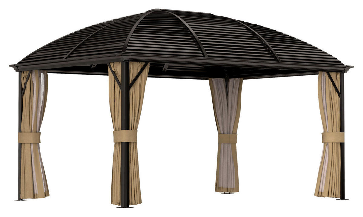 Outsunny Pavillon braun Aluminium B/H/L: ca. 298x280x398 cm Pavillon - braun (398,00/298,00/280,00cm) - Outsunny