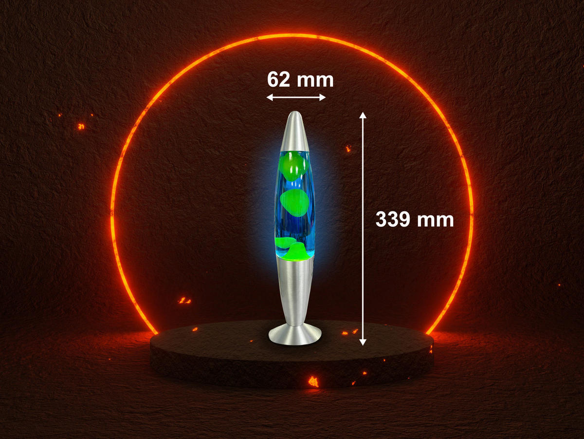 HWH LED-Lavalampe blau gelb Glas Aluminium H/D: ca. 34x62 cm LED-Lavalampe - blau/gelb (62,00/34,00cm) - HWH