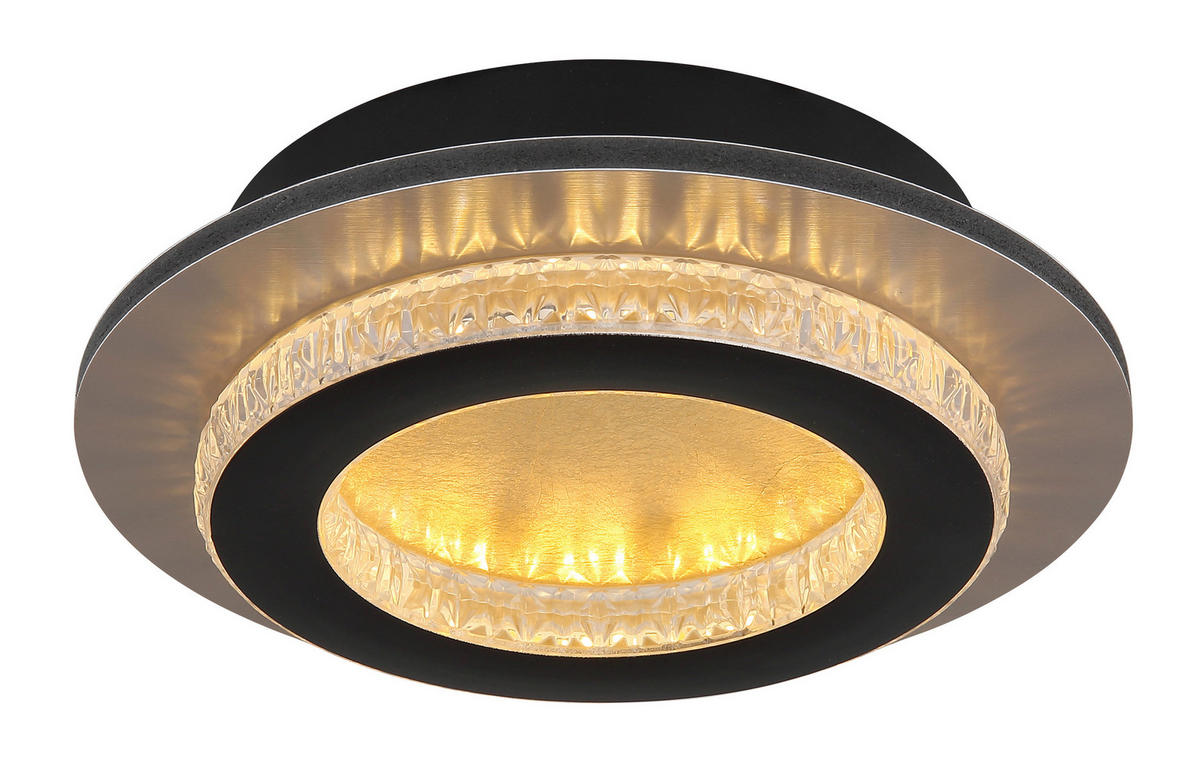 GLOBO LED-Deckenleuchte mattschwarz klar gold Metall Kunststoff H/D: ca. 5,5x20 cm 1 Brennstellen JAYDEN - gold/klar (20,00/5,50cm) - GLOBO