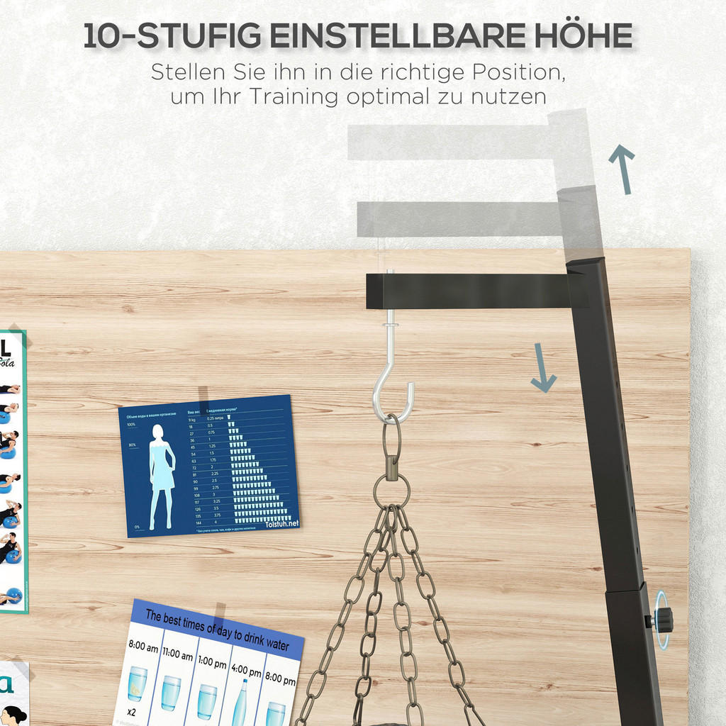 Thumbnail - SPORTNOW Boxsackständer schwarz Stahl B/H/L: ca. 90x225x170 cm