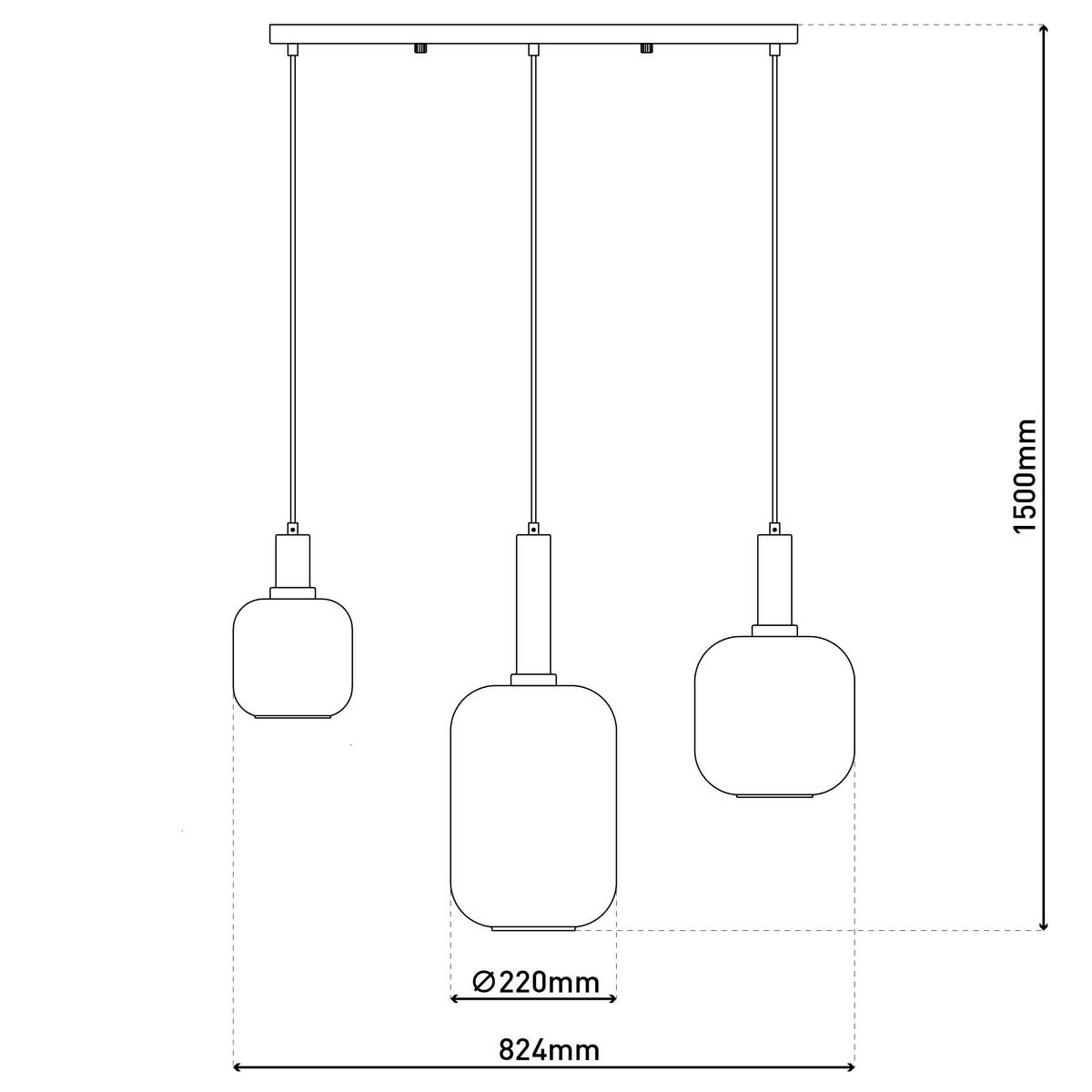 Näve Leuchten Pendelleuchte 7096422 schwarz Metall Glas B/H/T: ca. 82x150x22 cm E27 3 Brennstellen Fumo - schwarz (82,00/150,00/22,00cm) - Näve Leuchten