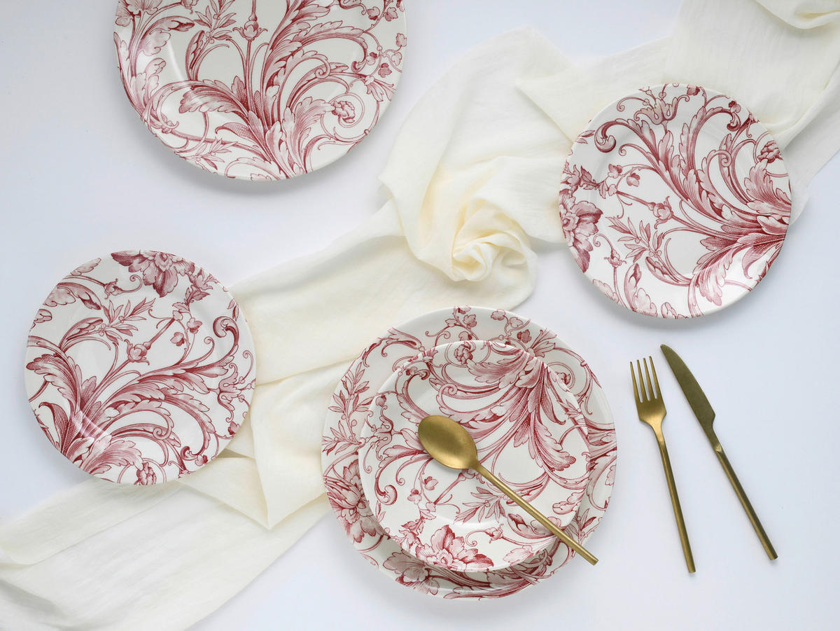 CreaTable Tafelservice Venecia rot Steingut 18 tlg. Venecia - rot (31,50/30,50/33,00cm) - CreaTable