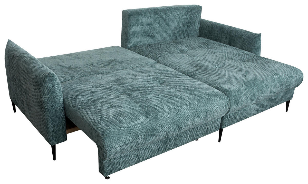 Ecksofa Polis lagunen blau Microfaser B/H/T: ca. 221x94x142 cm Polis - lagunen blau/schwarz (221,00/94,00/142,00cm)