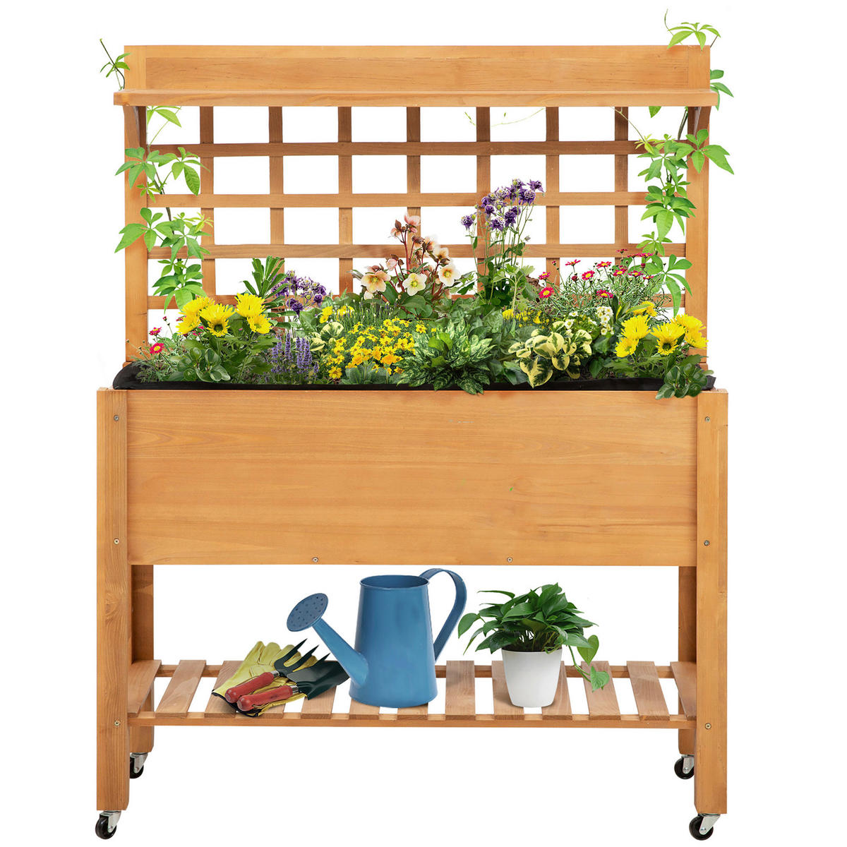 Outsunny Pflanztisch hellbraun B/H/L: ca. 40x135x105 cm Gärtnertisch 845-475 - hellbraun (105,00/40,00/135,00cm) - Outsunny