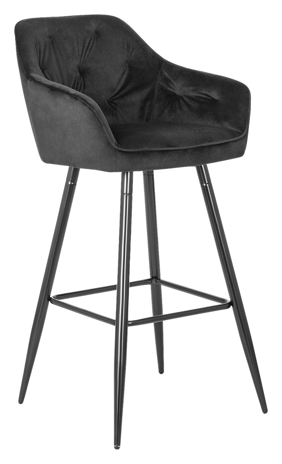 Barhocker SALEM schwarz Velourstoff B/H/T: ca. 53x105x58 cm SALEM - schwarz (53,00/105,00/58,00cm) - WIPMEB