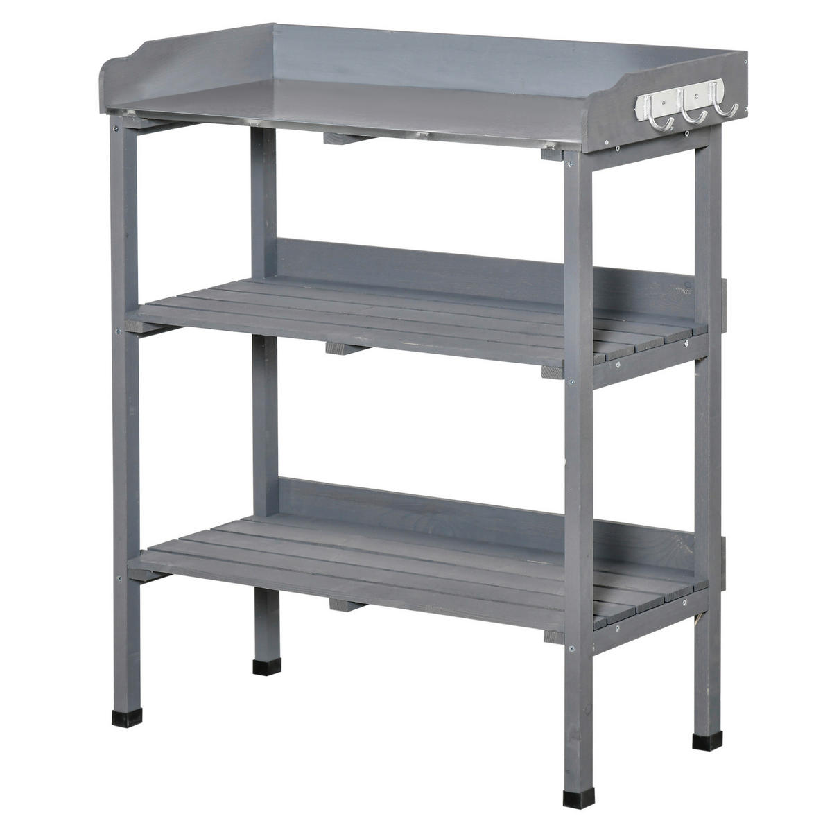 Outsunny Metall-Arbeitsfläche grau B/H/L: ca. 37x89x76 cm Metall-Arbeitsfläche - grau (76,00/37,00/89,00cm) - Outsunny