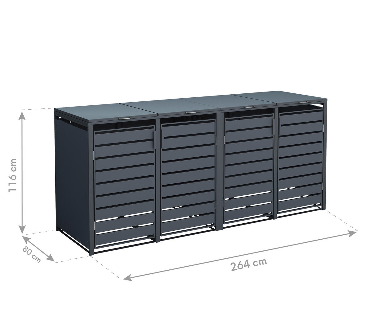 Westmann Mülltonnenbox4-fach Kubus 4-fach Kubus - anthrazit (264,00/116,00/80,00cm) - Westmann