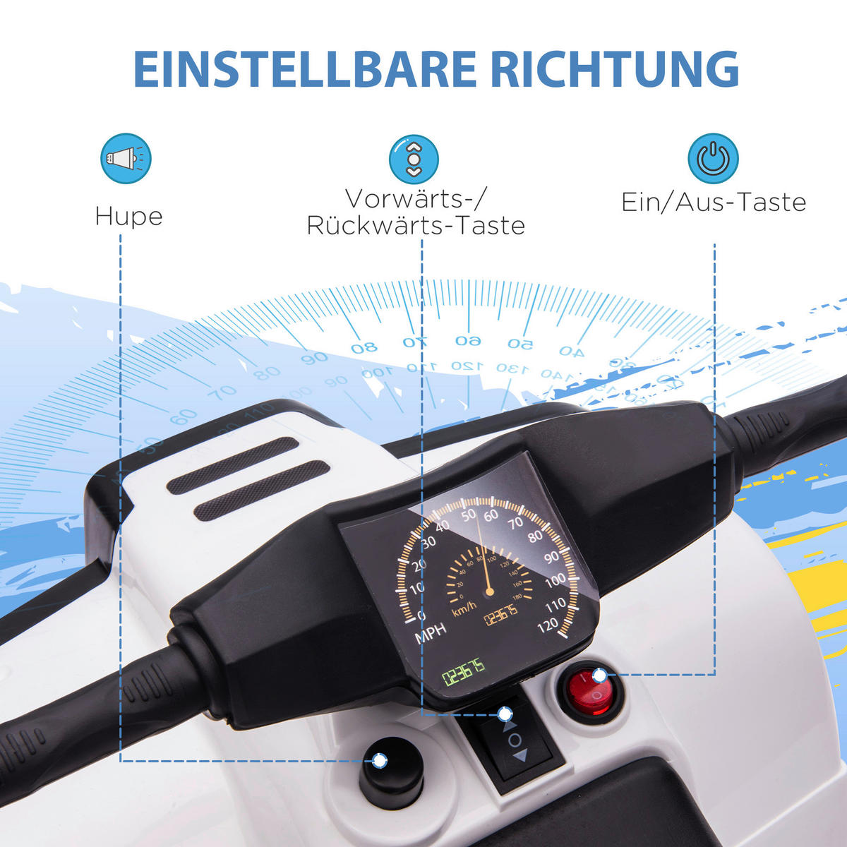 HOMCOM Kinder-Elektroquad schwarz B/H/L: ca. 65x43x40 cm Kinder-Elektroquad - weiß/schwarz (40,00/65,00/43,00cm) - HOMCOM