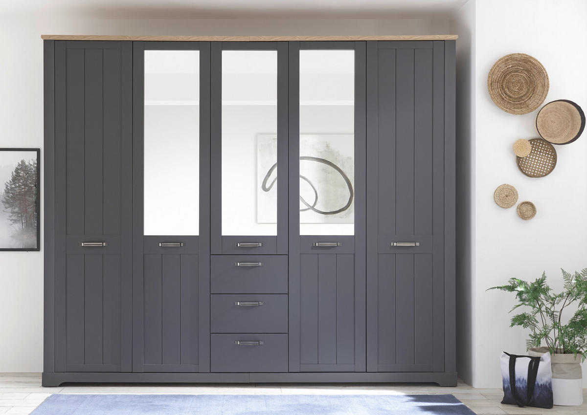 Kleiderschrank Elastir Graphit Eiche Artisan Nachbildung B/H/T: ca. 270x225x62 cm Elastir - Eiche/Graphit (270,00/225,00/62,00cm)