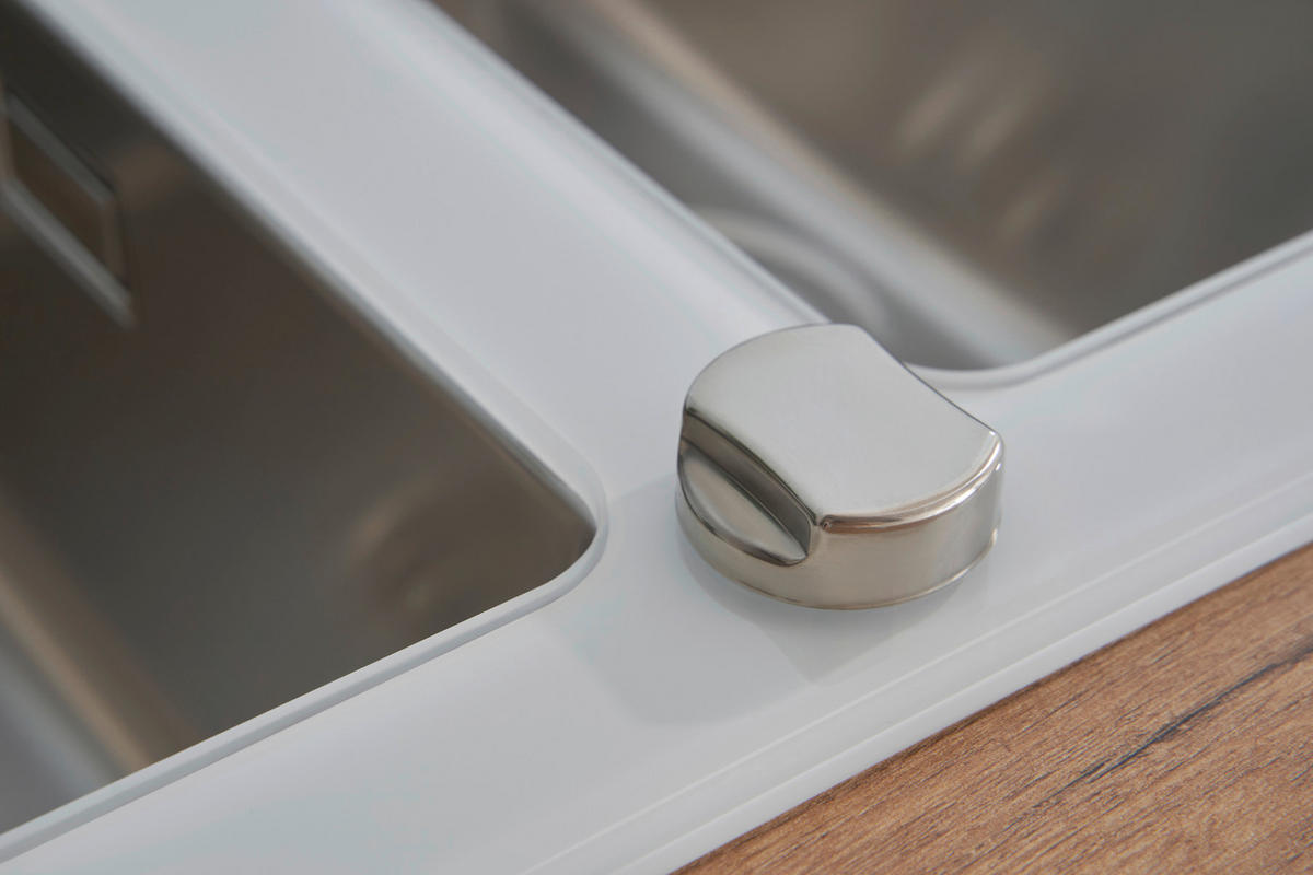 Respekta Einbauspüle New York 100 x 50 W weiß Glas Edelstahl B/H/T: ca. 100x21x50 cm New York 100 x 50 W - weiß (100,00/21,00/50,00cm) - Respekta