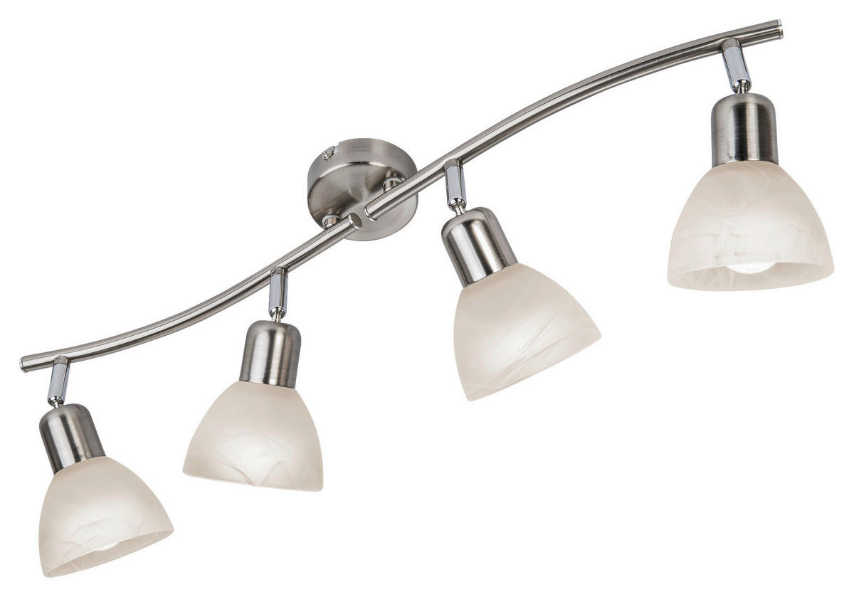 Nowa Spotbalken 81890401 nickel matt warmweiß Glas Metall H/D: ca. 16,8x10 cm E14 4 Brennstellen DAYTONA - warmweiß/nickel matt (10,00/16,80cm) - Nowa