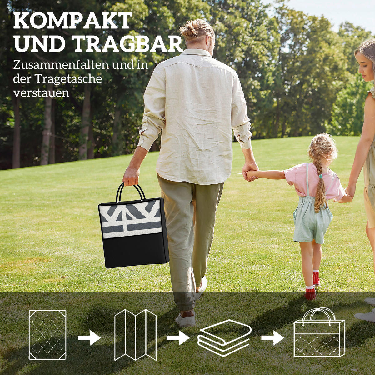 Outsunny Outdoor-Teppich weiß B/H/L: ca. 274x1x182 cm Outdoorteppich - weiß/dunkelgrau (182,00/274,00/1,00cm) - Outsunny