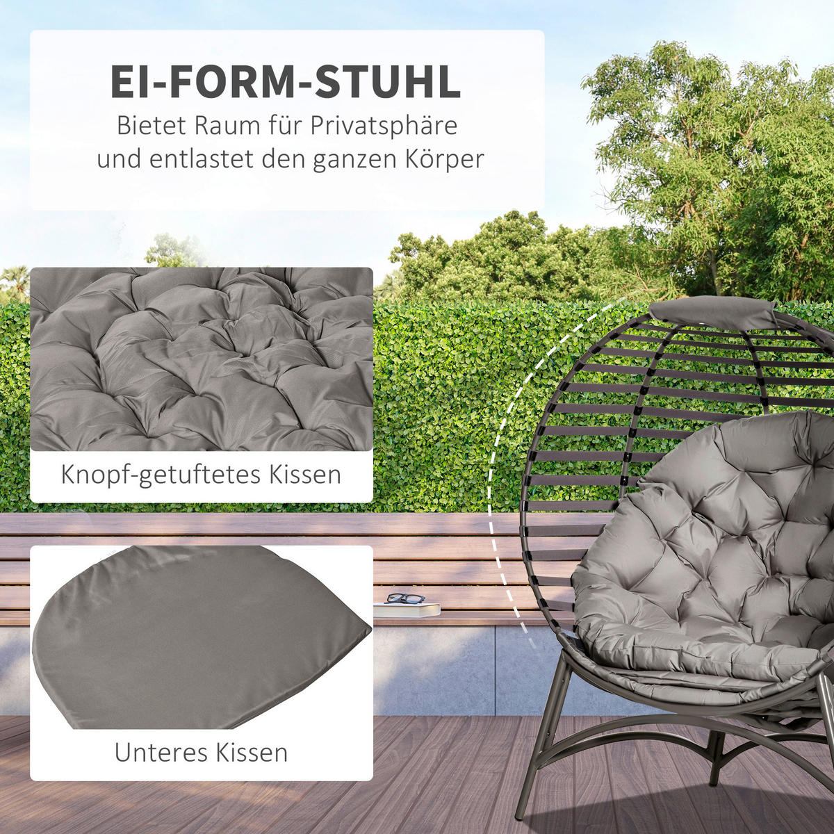 Outsunny Gartenstuhl sand Stahl B/H/L: ca. 75x139x118 cm Gartenstuhl - sand (118,00/75,00/139,00cm) - Outsunny