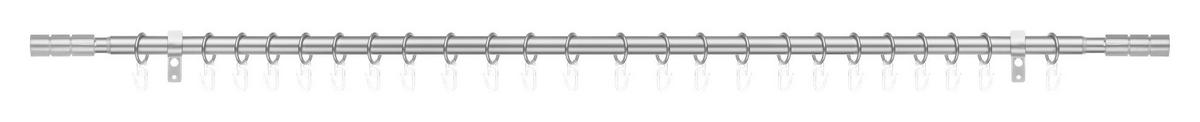 Gardinenstange Zylinder Edelstahloptik Metall D: ca. 2 cm ausziehbar von ca. 130 bis 240 cm 1.0 Läufe Zylinder - Edelstahloptik (2,00cm) - LICHTBLICK