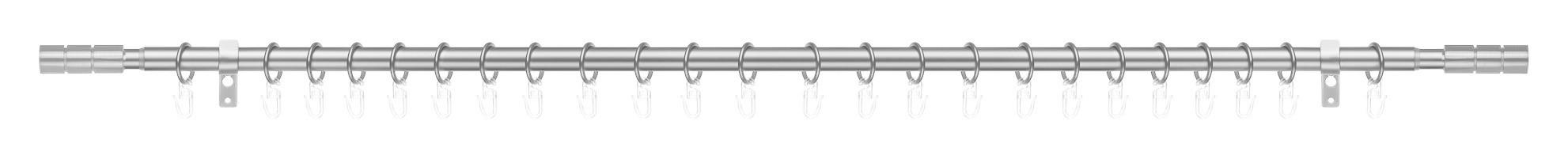 Gardinenstange Zylinder Edelstahloptik Metall D: ca. 2 cm ausziehbar von ca. 130 bis 240 cm 1.0 Läufe