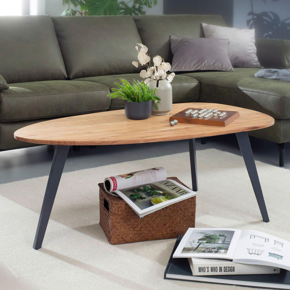 Couchtisch braun B/H/T: ca. 60x45x110 cm Couchtisch - braun (60,00/45,00/110,00cm) - Wohnling
