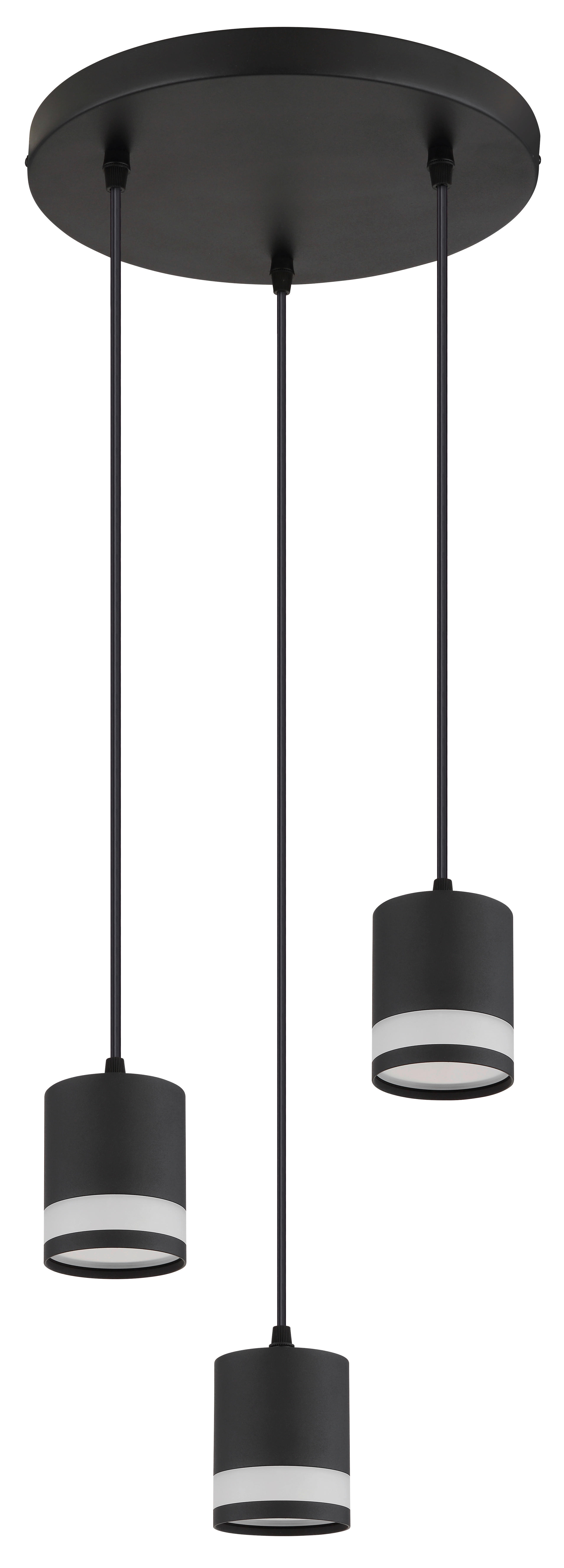 GLOBO Hängeleuchte Opal schwarz Kunststoff Metall H/D: ca. 110x30 cm 3.0 Brennstellen Lucero - schwarz/Opal (30,00/110,00cm) - GLOBO