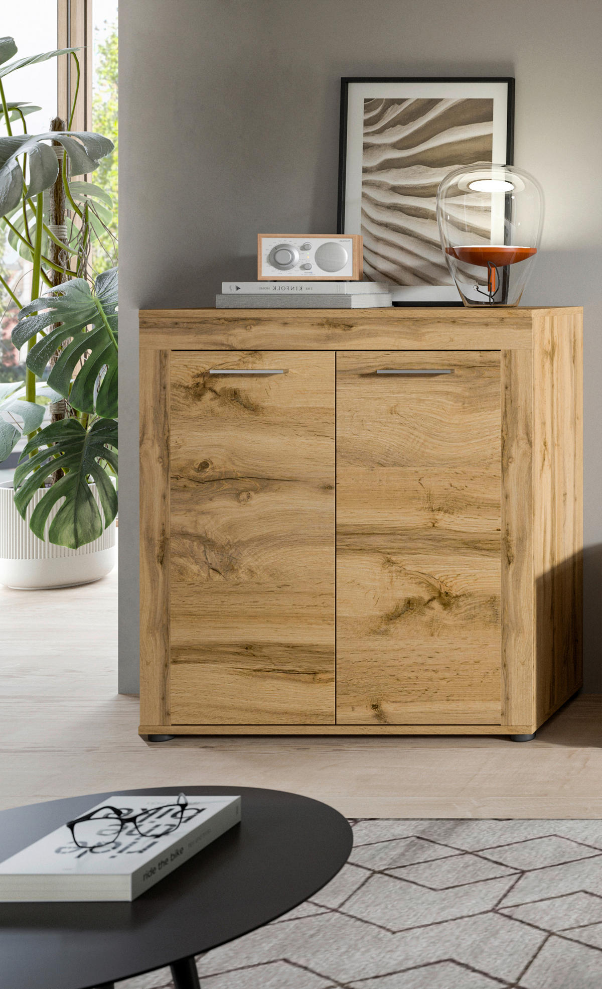 Highboard Jam Eiche Wotan Nachbildung B/H/T: ca. 80x88x35 cm Jam - Eiche (80,00/88,00/35,00cm) - xonox.home