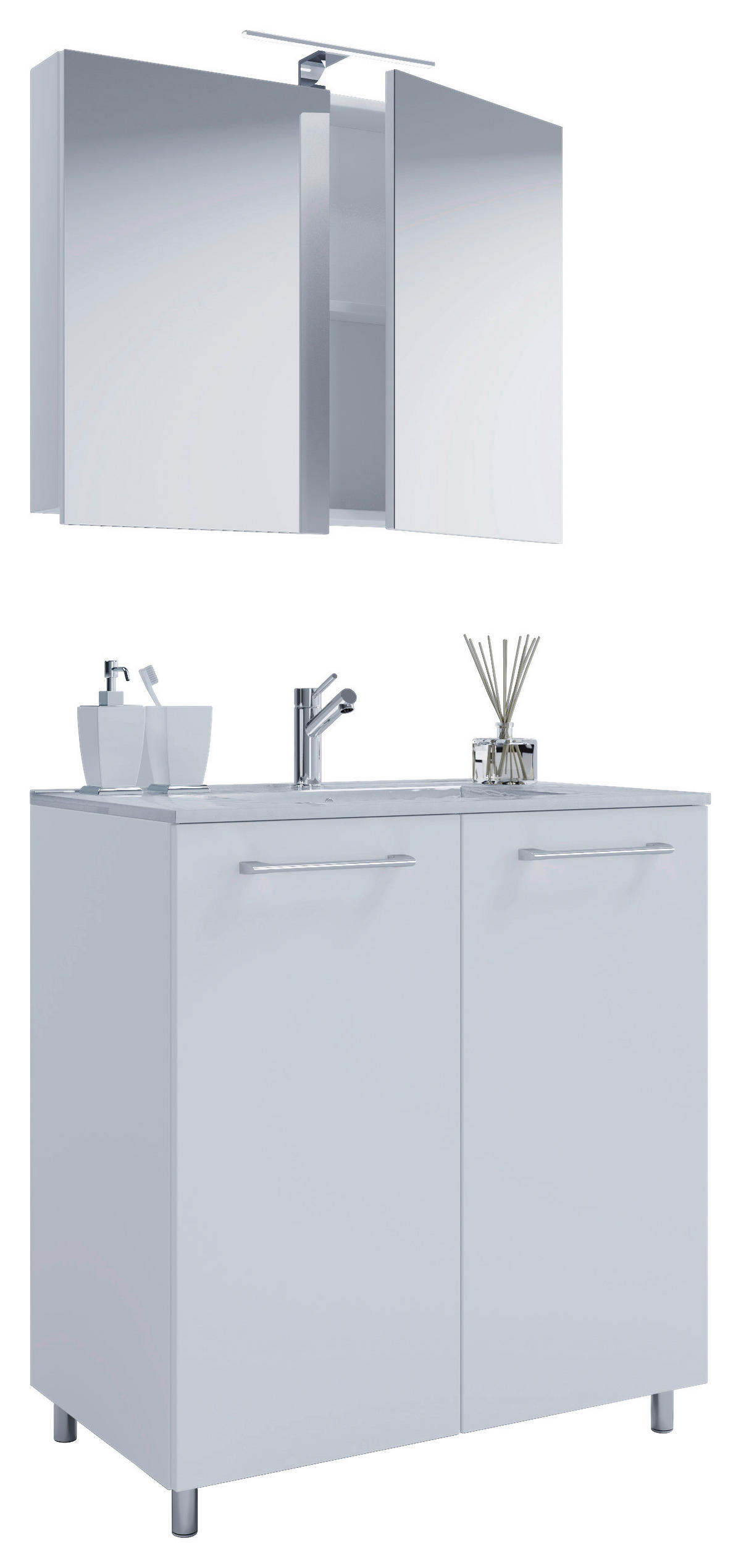 Waschplatz 3tlg-Gilos weiß B/H/T: ca. 60x86x46 cm 3tlg-Gilos - weiß (60,00/86,00/46,00cm) - VCM Möbel