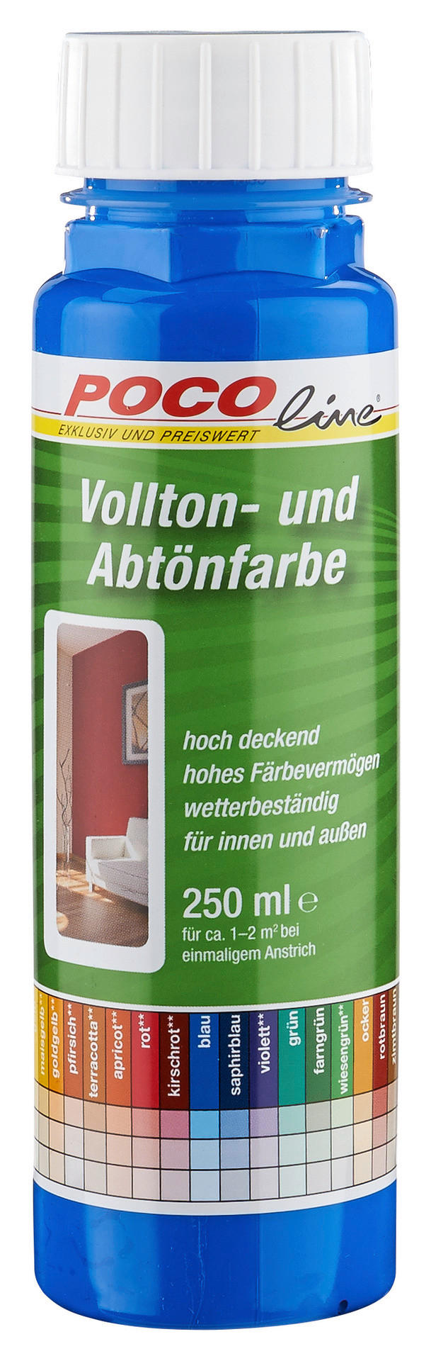 POCOline Vollton- und Abtönfarbe blau ca. 0,25 l Voll+Abtönfarbe 250ml blau - blau (250ml) - POCOline