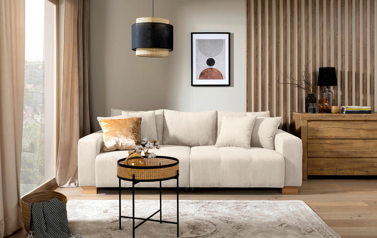 Big Sofa Alpha New creme Microfaser B/H/T: ca. 244x85x112 cm Alpha New - buche/creme (244,00/85,00/112,00cm)
