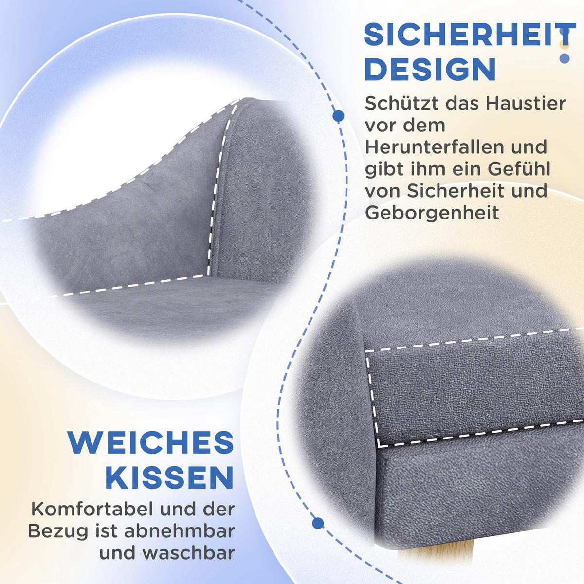 PawHut Hunde-Zubehör grau Polypropylen B/H/L: ca. 58,5x102x42,5 cm Hundesofa - grau (42,50/58,50/102,00cm) - PawHut