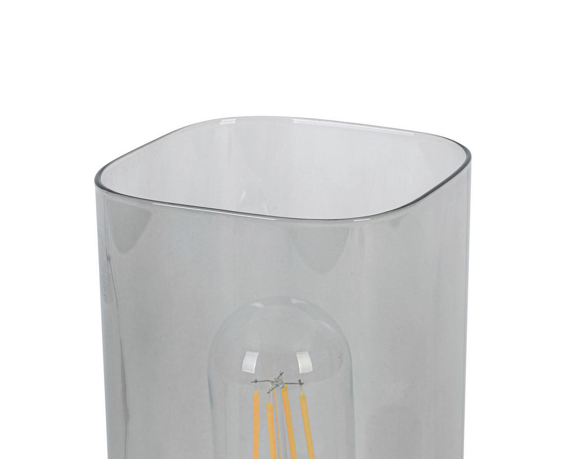 Nolo Tischleuchte Paige Rauch Glas B/H/L: ca. 9,5x20x9,5 cm E27 1 Brennstellen Paige - Rauch (9,50/9,50/20,00cm) - Nolo